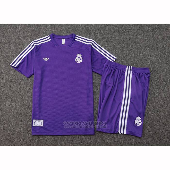 Fato de Treino Real Madrid Manga Curta 2025-2026 Purpura - Calcas Curta